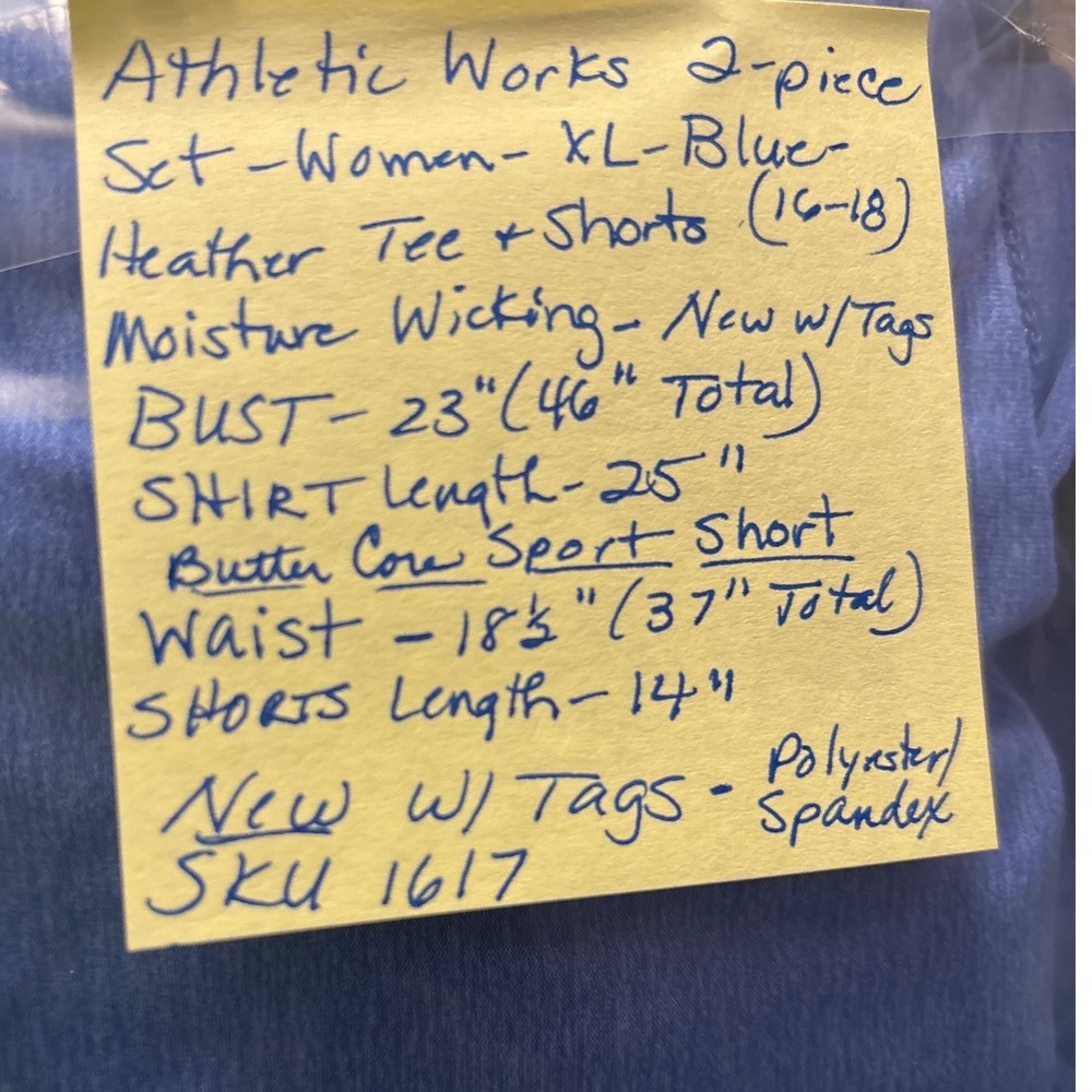 Athletic Works 2-Piece Set Women XL Blue Heather Tee Shorts Moisture Wicking NEW - Picture 4 of 14
